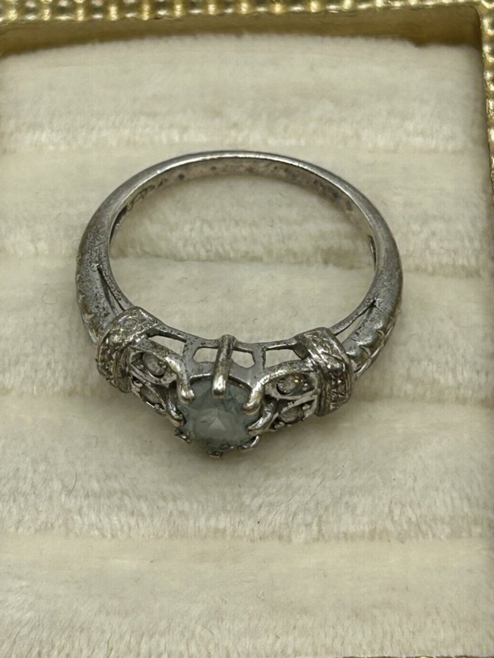 Vintage Ring 925 Sterling Silver Topaz Size 10 Clear Cubic Zirconia Elegant Gift - Picture 6 of 14